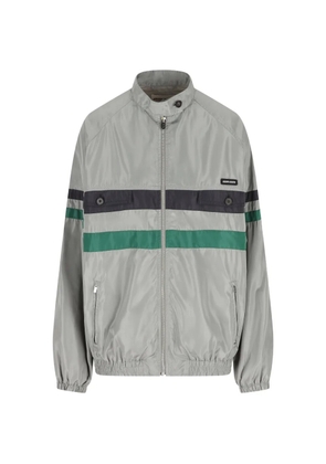 Miu Miu logo-patch panelled jacket - Grey
