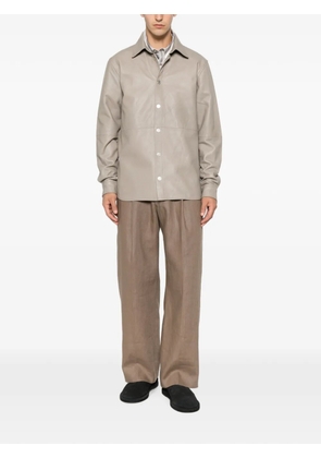 Won Hundred long-sleeve leather shirt - Grey