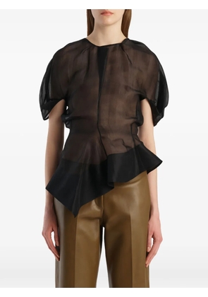 KHAITE asymmetric draped silk top - Black