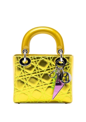 Christian Dior Pre-Owned 2011 Anselm Reyle Mini Metallic Lambskin Cannage Lady Dior satchel - Yellow