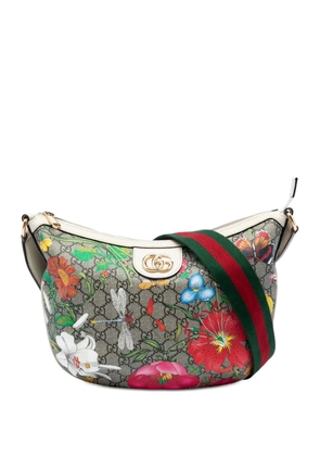 Gucci Pre-Owned 2016-2026 Small GG Supreme Web Ophidia Flora Half Moon crossbody bag - White