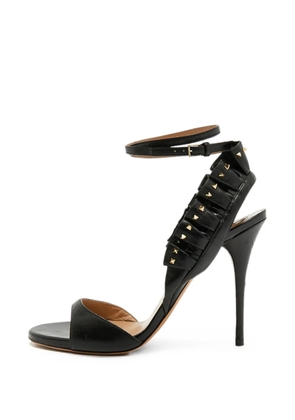 Valentino Garavani Pre-Owned Microstud ruffled sandals - Black