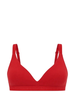 Armani Exchange logo-tape triangle bra - Red