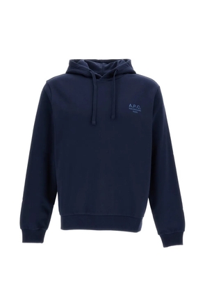 A.P.C. logo-embroidered drawstring hoodie - Blue