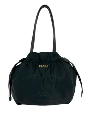 Prada Pre-Owned 2010-2026 Tessuto Logo Drawstring tote bag - Black