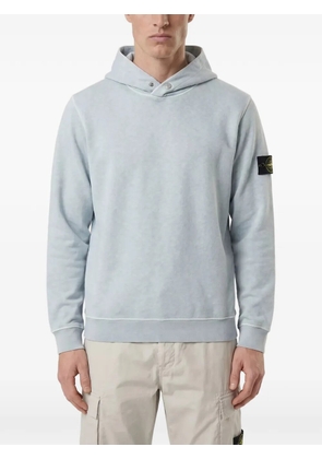 Stone Island logo-patch button-neck hoodie - Blue