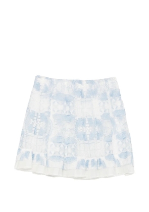 Ermanno Scervino lace-overlay pleated mini skirt - Blue