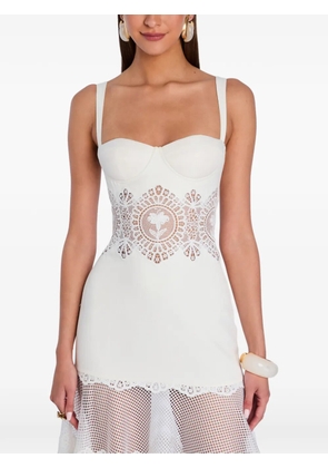 Retrofete Orleane floral-appliqué crochet dress - White