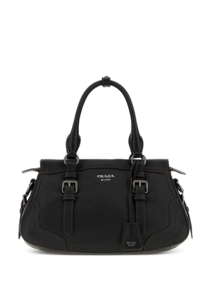 Prada buckle-detail leather tote bag - Black