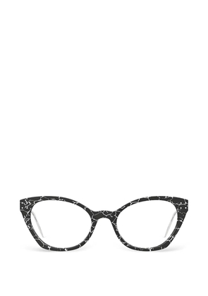 Moschino Eyewear marble-effect cat-eye frame glasses - Black