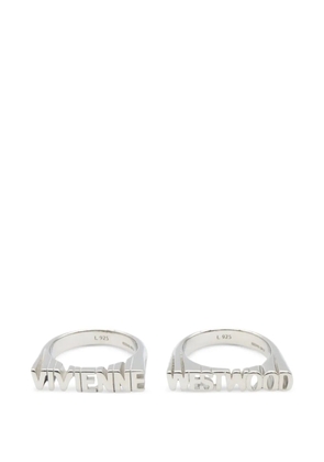 Vivienne Westwood Pre-Owned 2020s Essex logo-lettering rings (set of two) - Silver