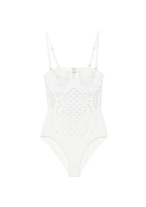 ZIMMERMANN Indra embroidered swimsuit - White