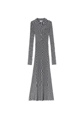 GANNI polo space-dye ribbed-knit maxi dress - Black