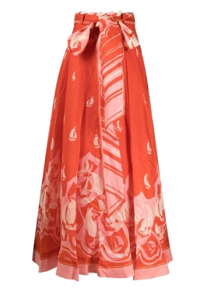 ZIMMERMANN nautical print tie-waist skirt - Red