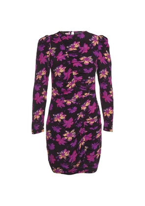Maje mini floral-print ruched dress - Black