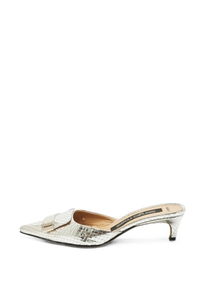 Sergio Rossi croc-embossed buckle mules - Silver
