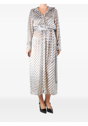 Dries Van Noten Pre-Owned diagonal-striped velvet shirt dress - Grey