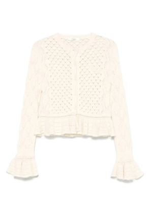Chloé pointelle-knit ruffled cardigan - Neutrals