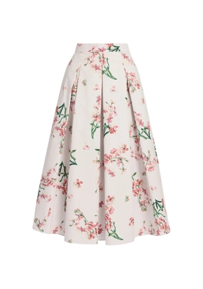 ERDEM floral-print cotton midi skirt - White