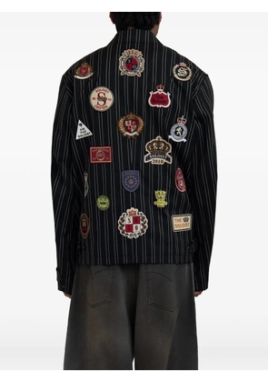 Takahiromiyashita The Soloist pinstriped patch-detail jacket - Black