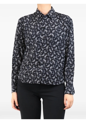 Saint Laurent Pre-Owned motorcycle-print silk shirt - Black