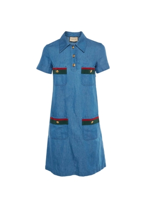 Gucci Pre-Owned Web trim shirt dress - Blue