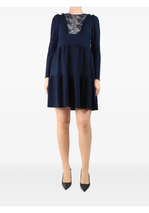 See By Chloé Vintage floral-tulle ruffled mini dress - Blue
