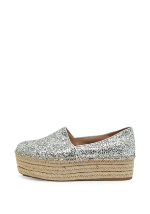 Miu Miu Pre-Owned glitter platform espadrilles - Silver