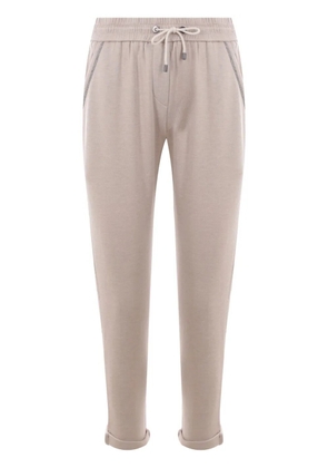 Brunello Cucinelli monili-embellished drawstring sweatpants - Neutrals
