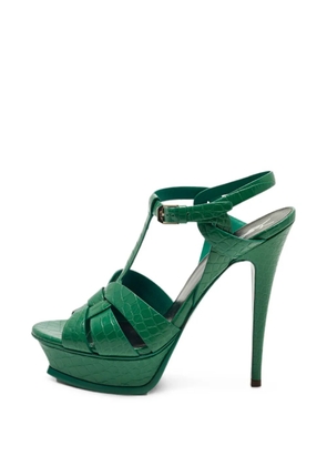 Saint Laurent Pre-Owned Tribute croc-embossed sandals - Green