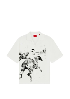HUGO graphic-print camp-collar shirt - Neutrals