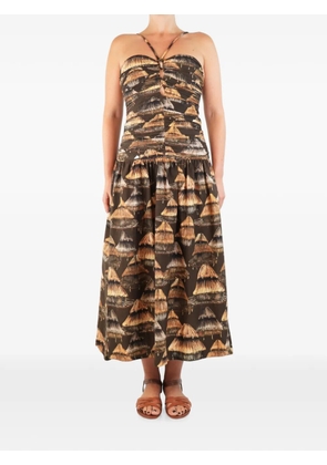 FARM Rio printed halterneck midi dress - Brown