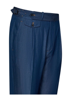 FRANZESE COLLECTION pleated bultoned-pocket trousers - Blue