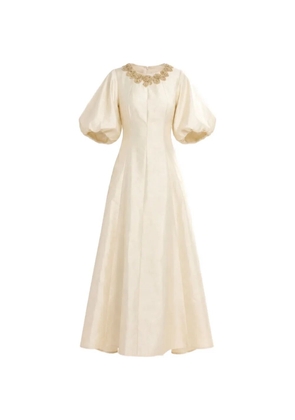 Baruni Jawher embellished puff-sleeve maxi gown - Neutrals
