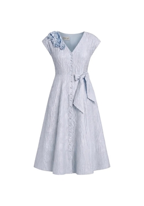 Baruni Johara floral-appliqué bow-detail midi dress - Blue