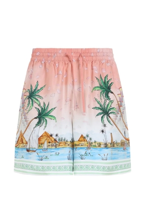 Casablanca graphic-print silk shorts - Pink