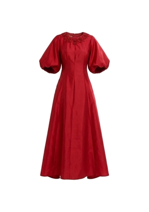 Baruni Jawher bead-embellished puff-sleeve maxi gown - Red