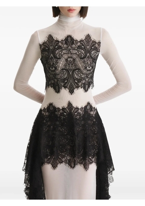 2310 STUDIO maxi lace-panelled high-low dress - White