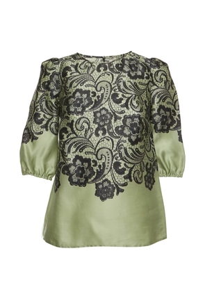 Dolce & Gabbana Pre-Owned floral-print puff-sleeve blouse - Green