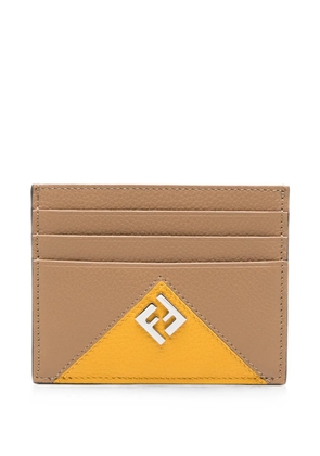 FENDI logo-plaque leather card holder - Brown