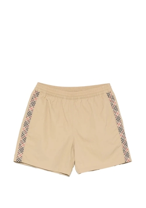 Burberry check-stripe swim shorts - Neutrals