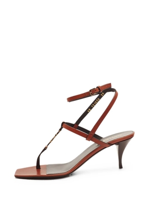 Saint Laurent Pre-Owned Cassandre T-strap sandals - Brown