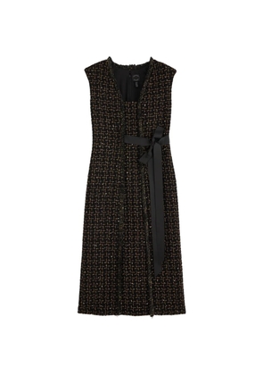 Huishan Zhang Shade bow-embellished tweed midi dress - Black