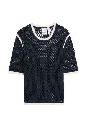 adidas x Wales Bonner open-knit contrast-trim T-shirt - Blue