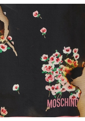 Moschino Pre-Owned floral-print square scarf - Black
