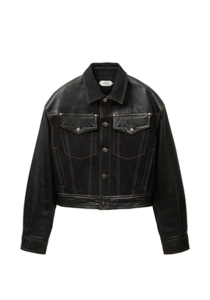 Versace contrast-panel button-up jacket - Black