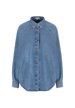 LOEWE logo-embroidered denim shirt - Blue
