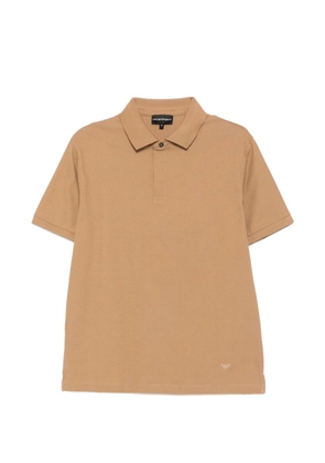 Emporio Armani chevron-knit short-sleeve polo shirt - Neutrals