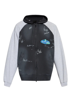 Balenciaga Banana logo-patch zip-up hoodie - Black