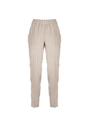 Peserico vertical-stripe elasticated-waistband trousers - Neutrals